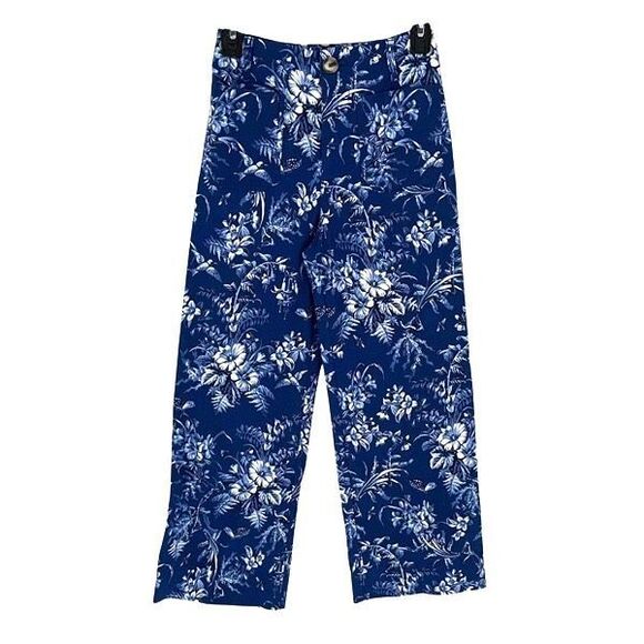 Maeve By Anthropologie Womens The Collette Wide Leg Floral Crop Pants Blue Sz 24 - Picture 1 of 11